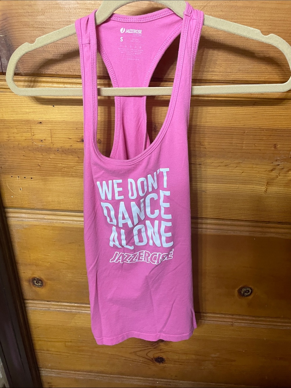 Jazzercise Pink Racerback Tank - We Don't Dance Alone Graphic